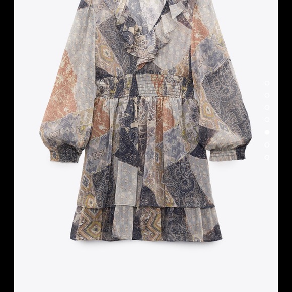 ZARA RUFFLED PRINTED DRESS . SIZE XS. LIKE NEW - Picture 3 of 5